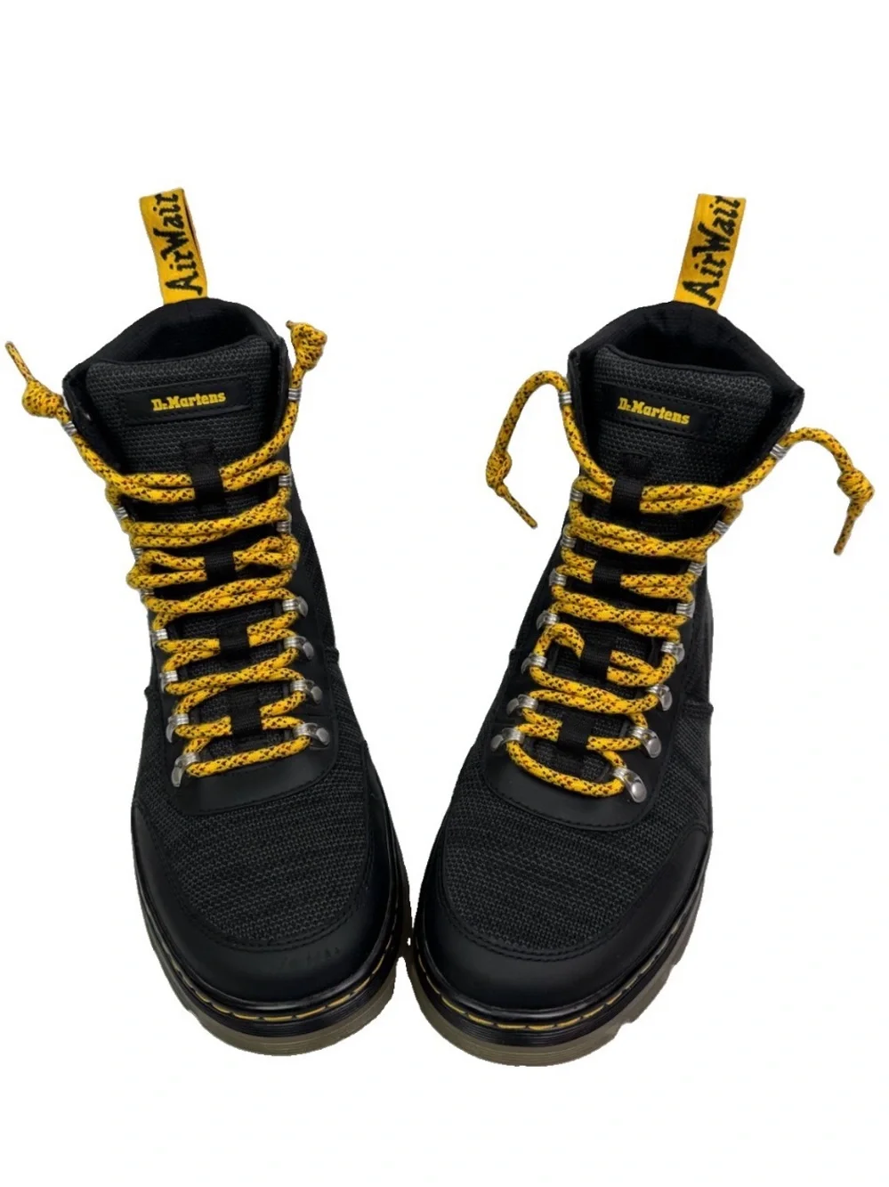 Dr Martens Combs Tech Canvas Boots Unisex US M 10 L 11 Black Combat Chunky Lace